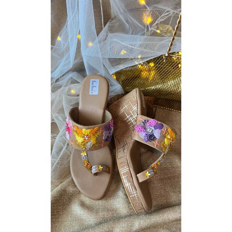 Fuchsia by Aashka Mehta Bohemian Bloom Kolhapuri Sandal (EURO 36)