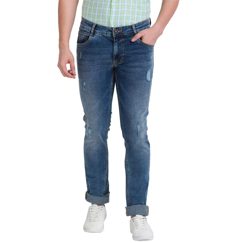 Parx Men Patterned Blue Jeans (36)