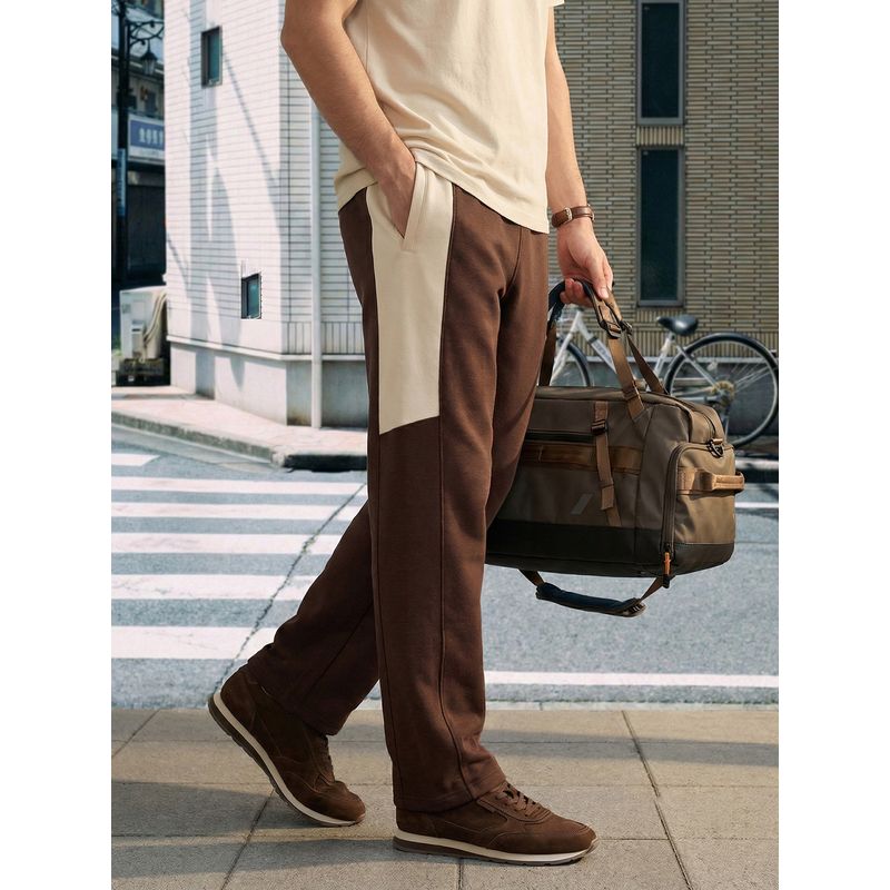 Nobero Men Brown Straight Fit Travel Trackpant (S)