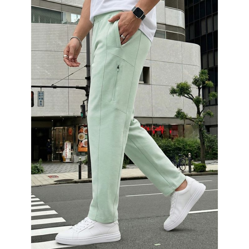 Nobero Men Green Straight Fit Travel Trackpant (S)