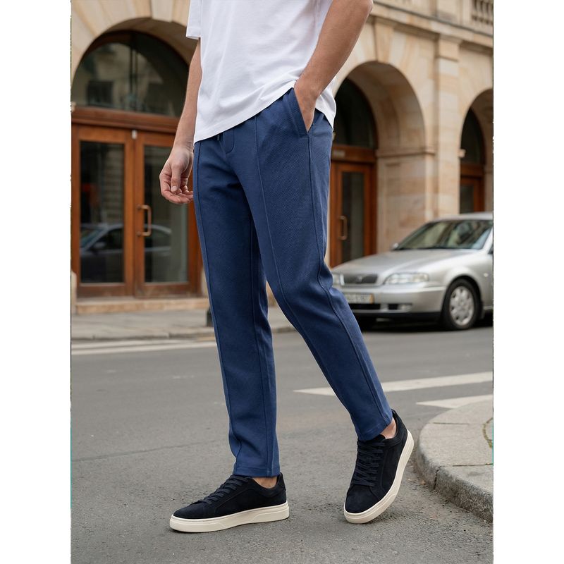 Nobero Men Blue Urban Taper Trackpant (S)