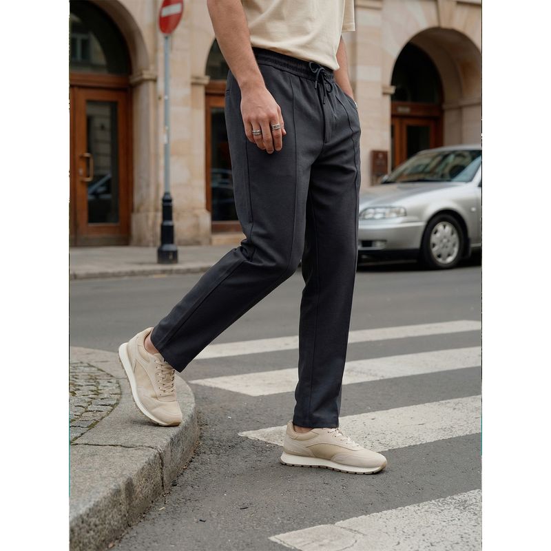 Nobero Men Grey Urban Taper Trackpant (S)