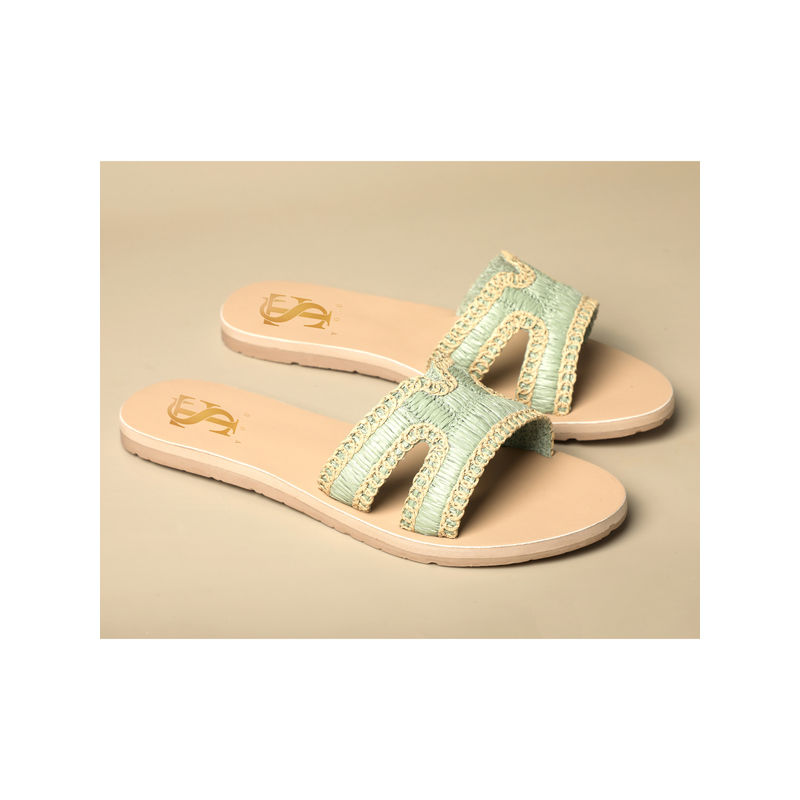 Shoe that fits you Green Raffia Flats (EURO 36)