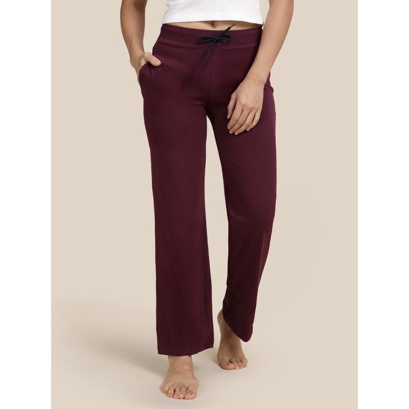 Kryptic Burgundy Solid Relaxed Fit Lounge Pant (S)