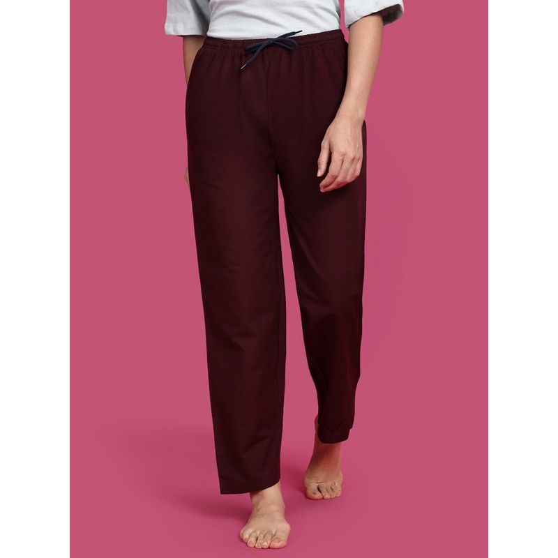 Kryptic Brown Solid Relaxed Fit Lounge Pant (M)