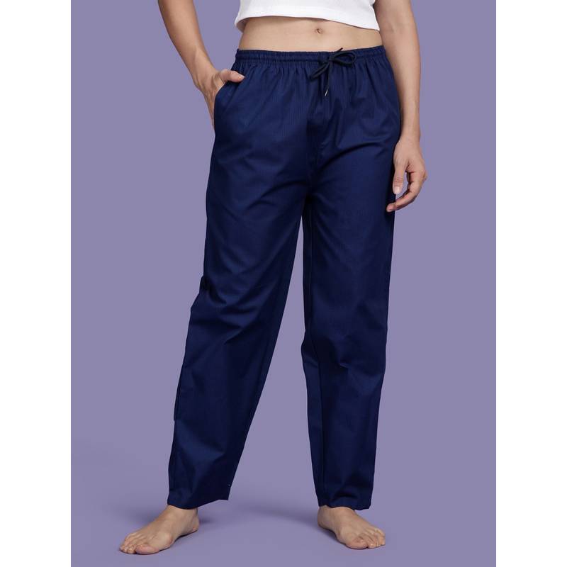 Kryptic Blue Solid Relaxed Fit Lounge Pant (M)