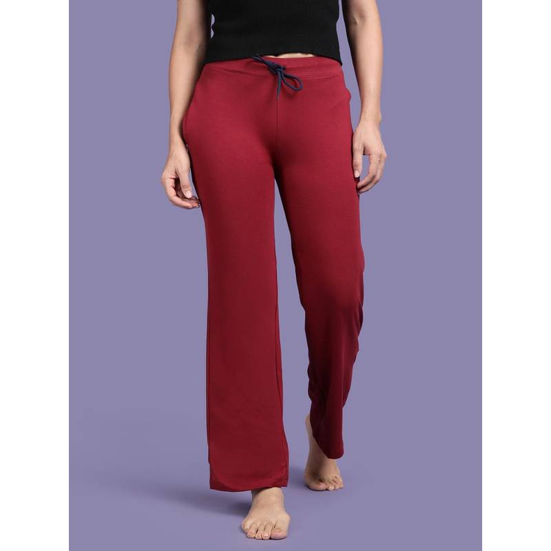 Kryptic Maroon Solid Relaxed Fit Lounge Pant (L)