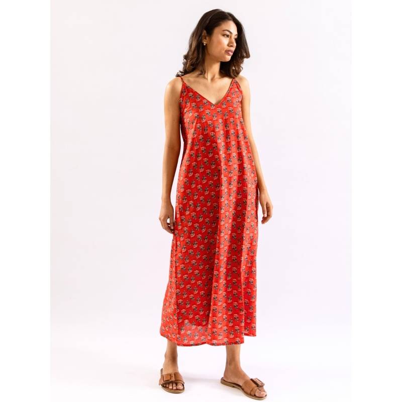 FEATHERS CLOSET Red Printed Comfortable Fit Nightdress (S/M)