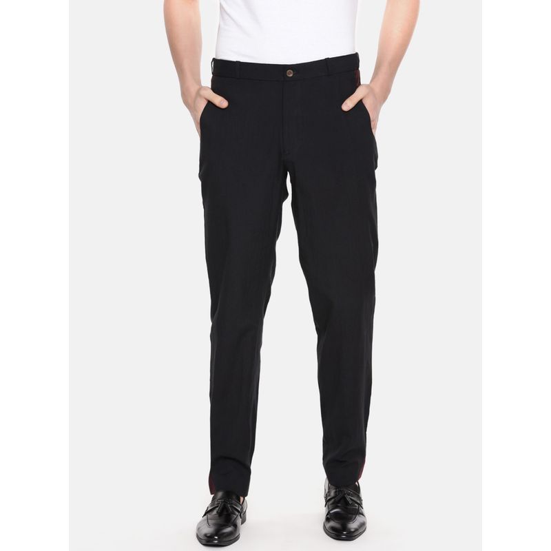 MAYANK MODI Men's Black Solid Cotton Pant (S)
