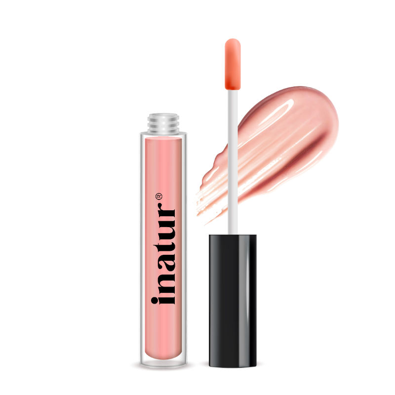 inatur Lip Gloss-Angelic, Soft Pink Gloss, Hydrating, Long-Lasting, with Rosehip & Coconut Oil