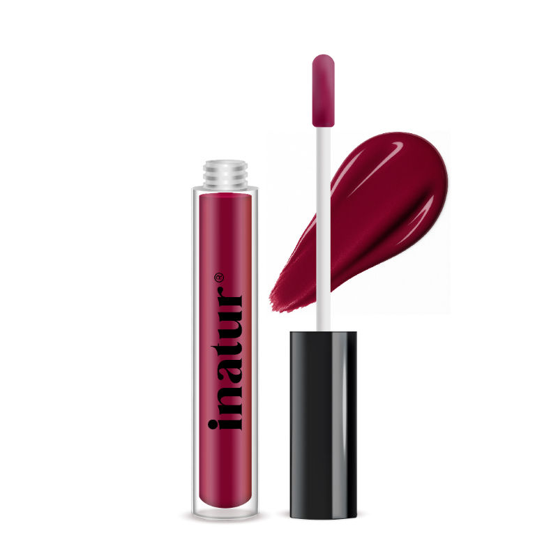 inatur Lip Gloss-Wine, Deep Wine Tint,Hydrating, Long-Lasting, with Rosehip & Coconut Oil