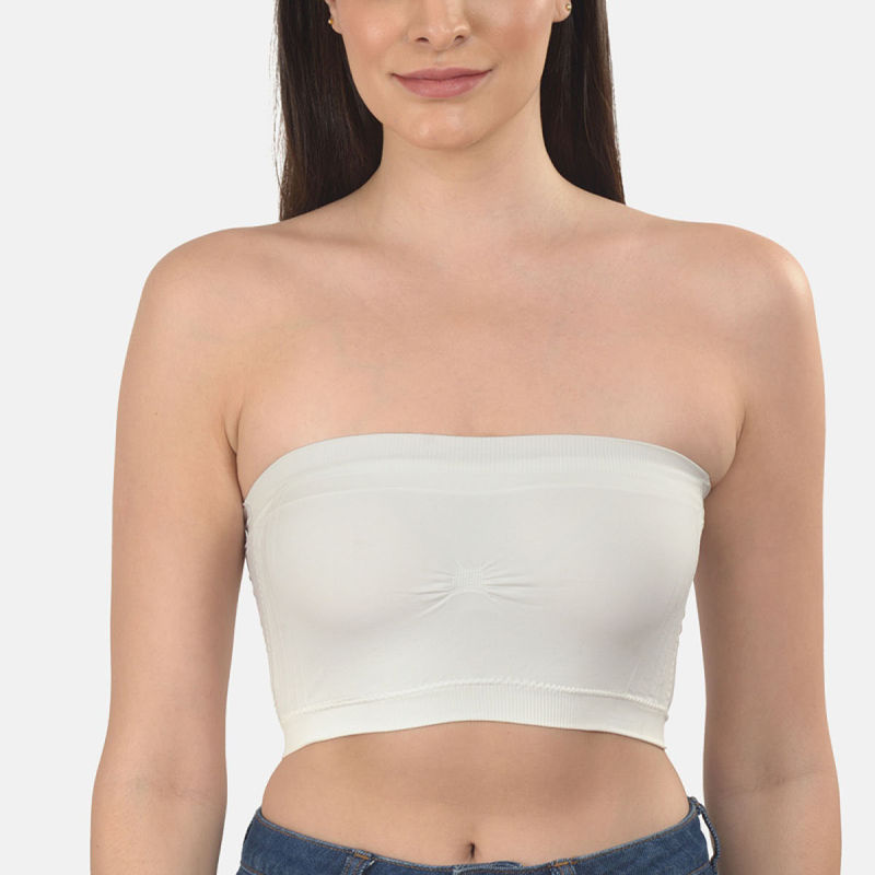 Mod & Shy Solid Full Coverage Lightly Padded Tube Bra - White (34A)