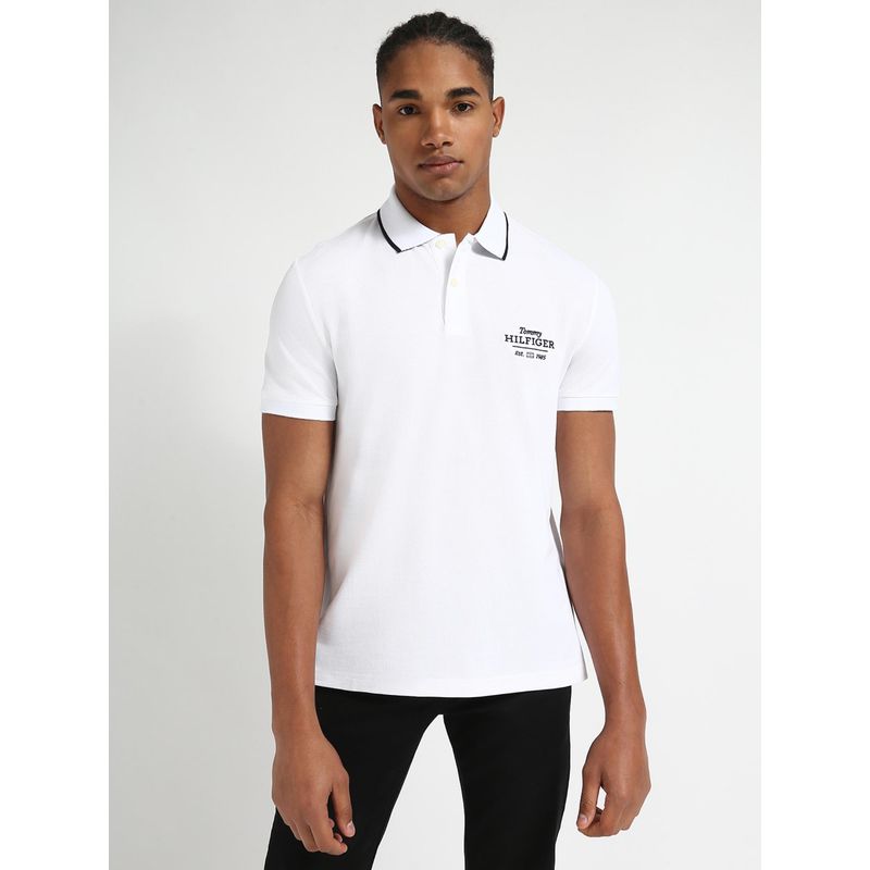 Tommy Hilfiger Mens White Color Polo T-Shirt (S)