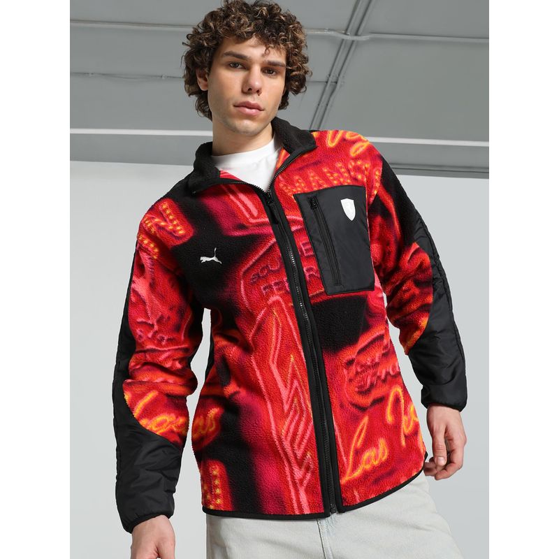 Puma Scuderia Ferrari Race Neon Energy Fleece Mens Relaxed Fit Motorsport Jacket (M)