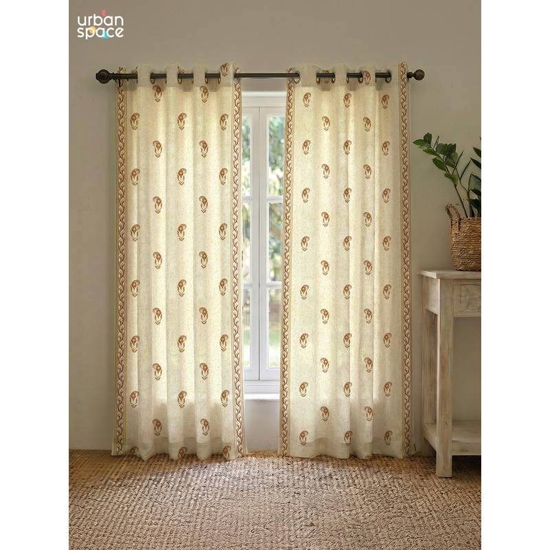 Urban Space 100% Cotton Curtains - Jaipur Paisley Rust (5 feet)