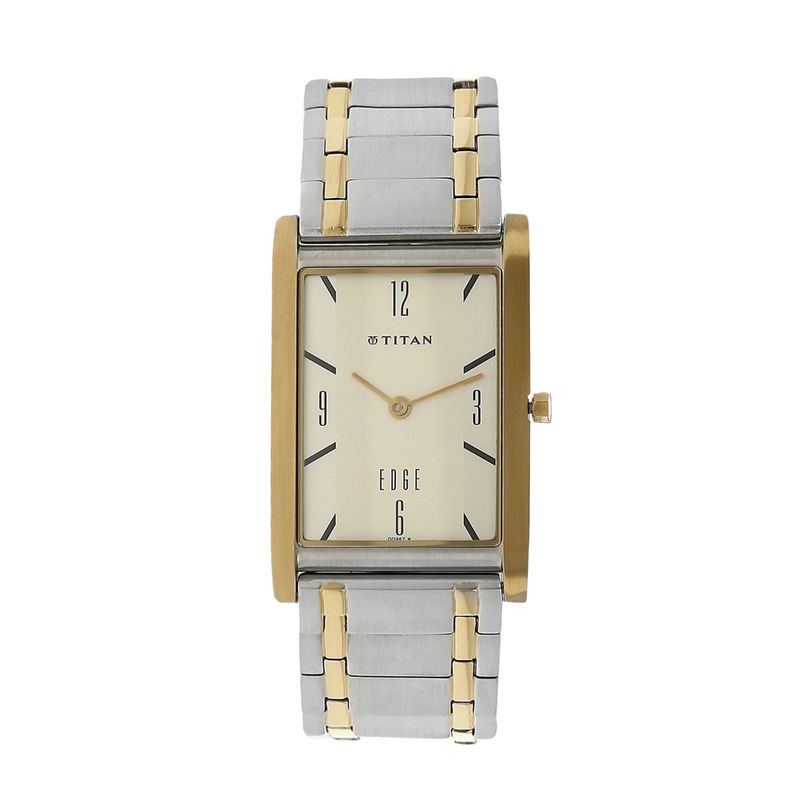 Buy Titan Gold Rectangle Analog Watch NH1043BM01A Free Size Online