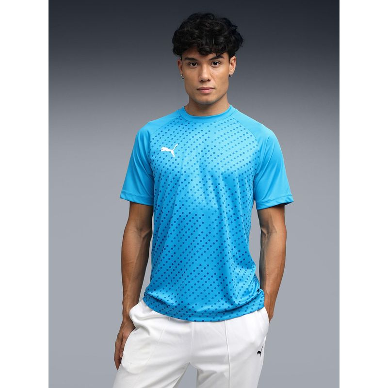Puma Blue Self Sublimation Men Printed Cricket T-Shirt (M)