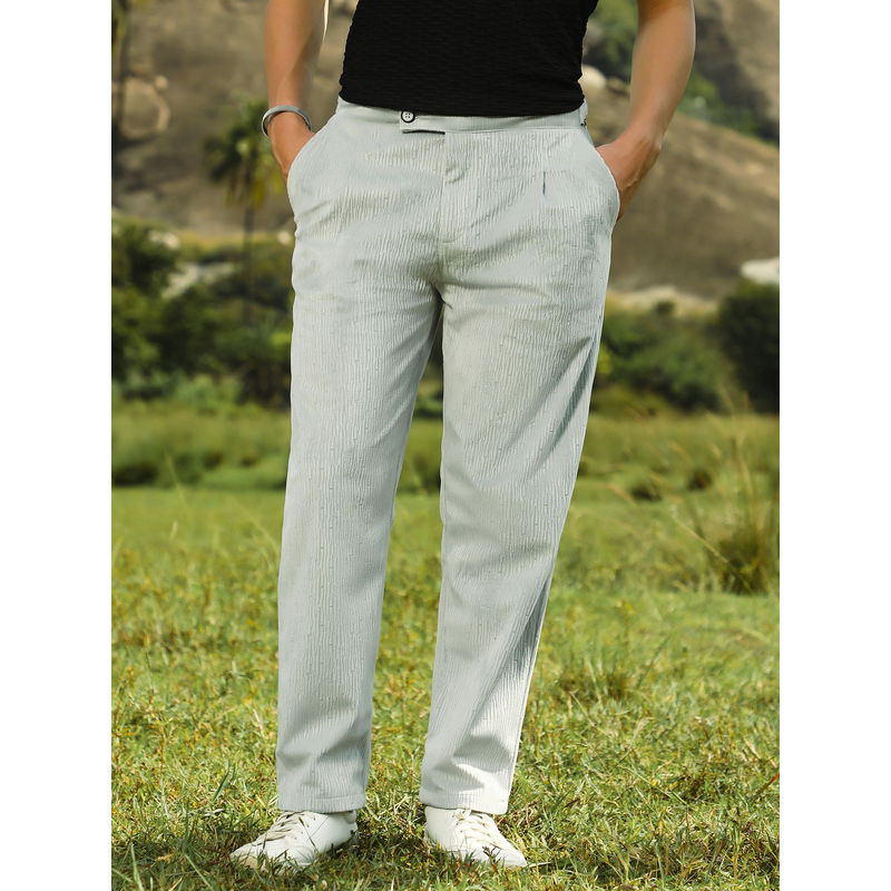 Campus Sutra Grey Textured Regular Fit Trouser (30)