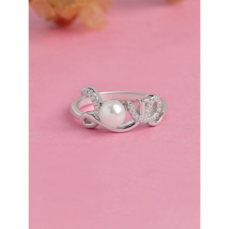 925 Silver 6.5 Mm Pearl Love Ring For Women & Girls (12)