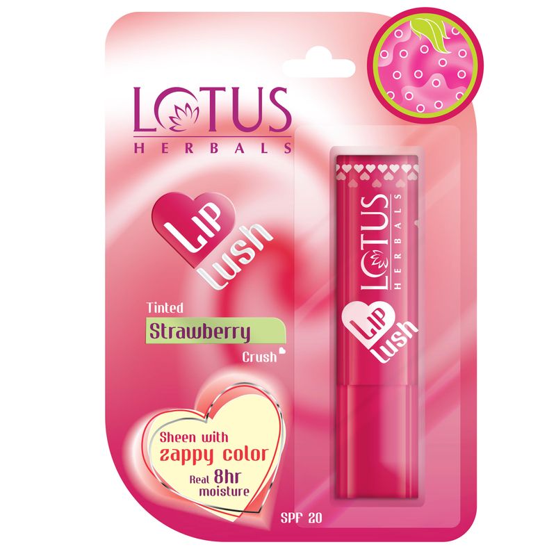 Lotus Herbals Lip Lush Tinted Lip Balm SPF-20 - Strawberry Crush