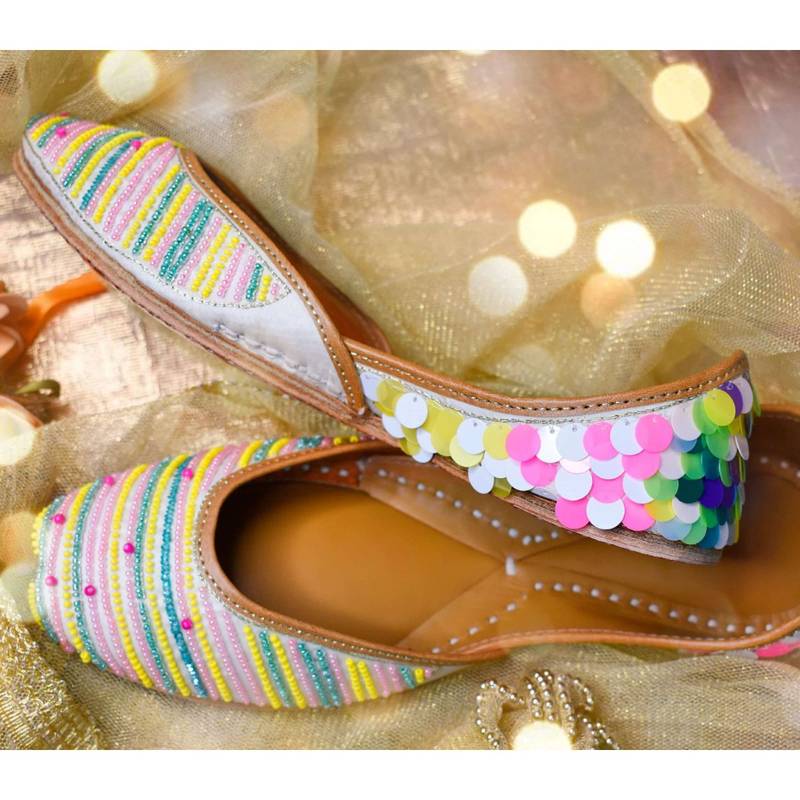 YASSIO Women Myrine Embroidered Multi-Color Juttis (EURO 37)
