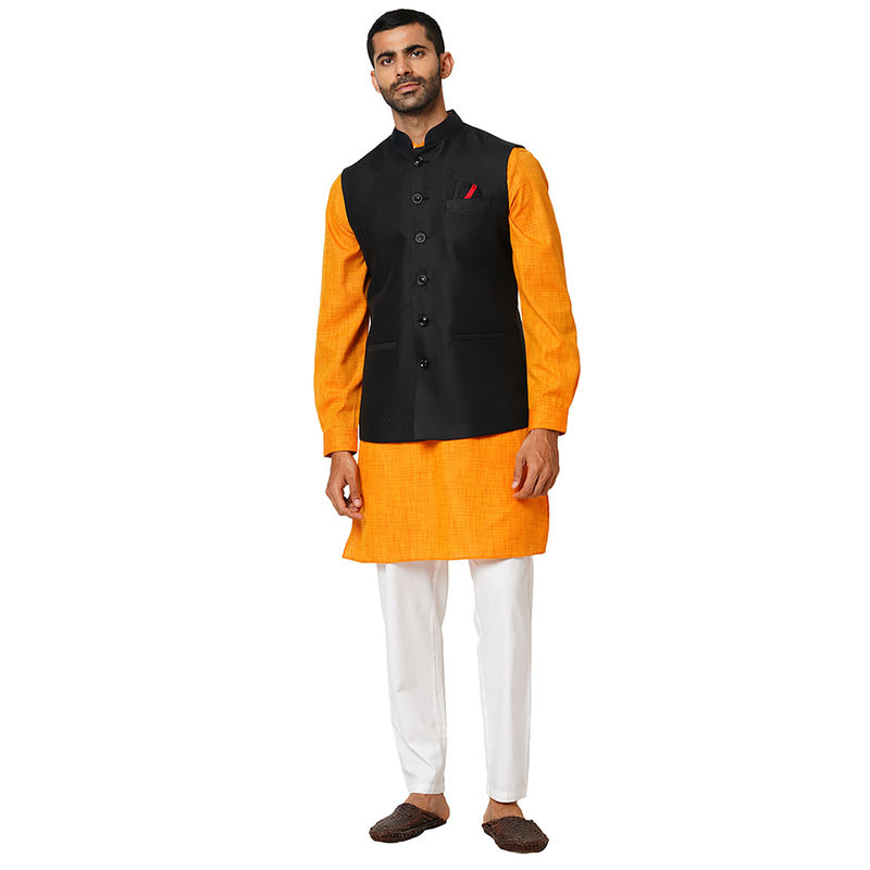 Indivisual Men's Solid Charcoal Grey Nehru Jacket (S)