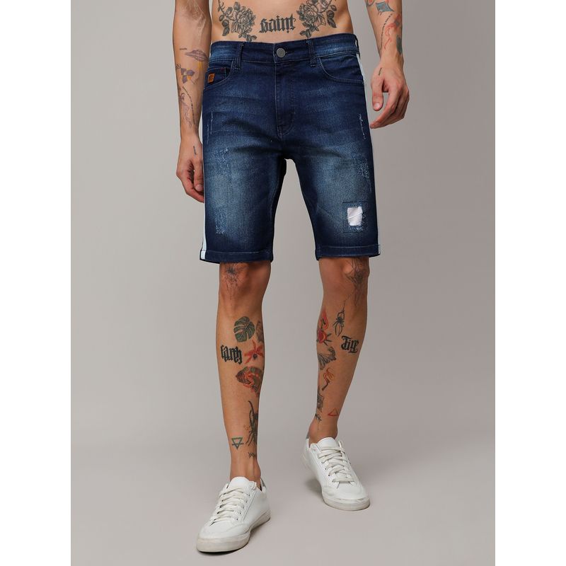 Campus Sutra Mens Heavy Distressed Denim Shorts (30)
