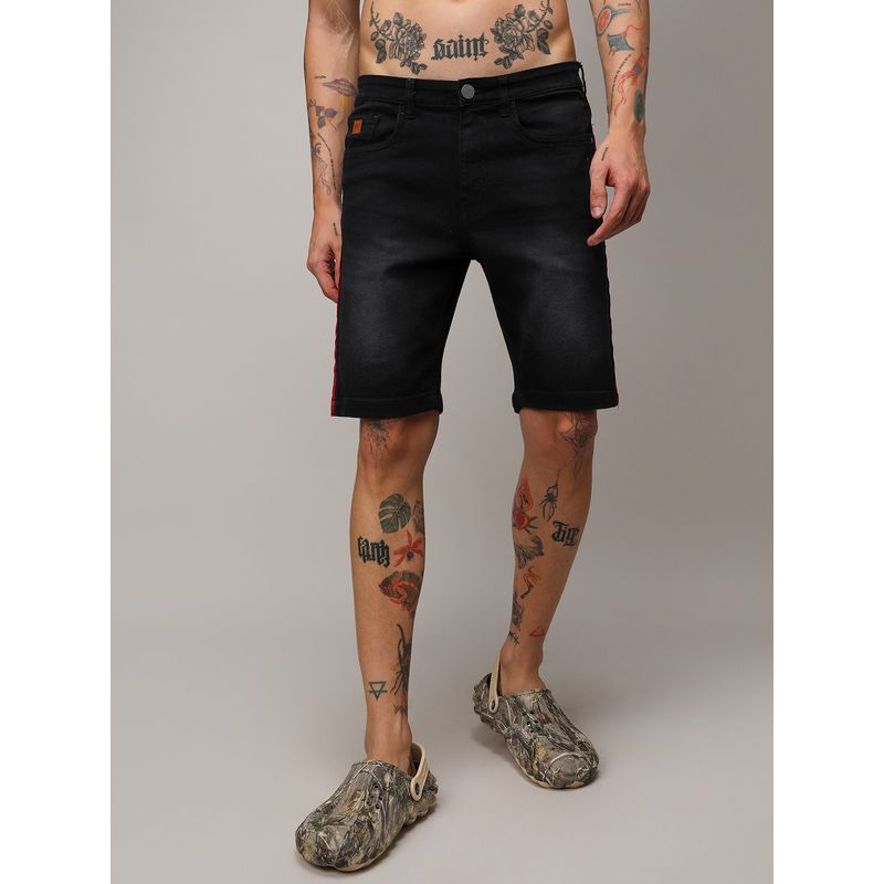Campus Sutra Mens Contrast Solid Denim Shorts (30)