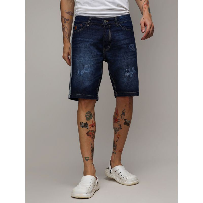 Campus Sutra Mens Pencil Solid Denim Shorts (28)