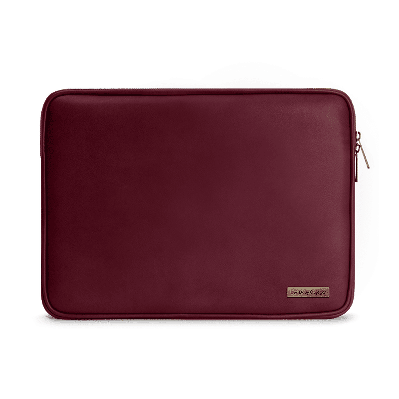 Dailyobjects Burgundy Vegan Leather Zippered Sleeve For Laptop/macbook - 14 Inch