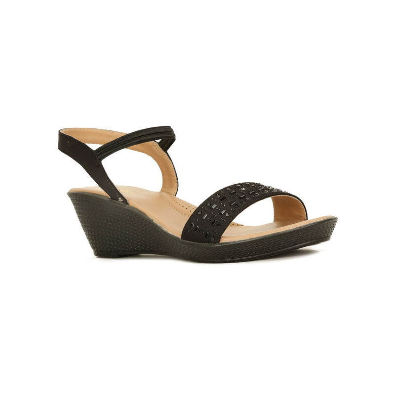 Bata Embellished Black Wedges Buy Bata Embellished Black Wedges Online