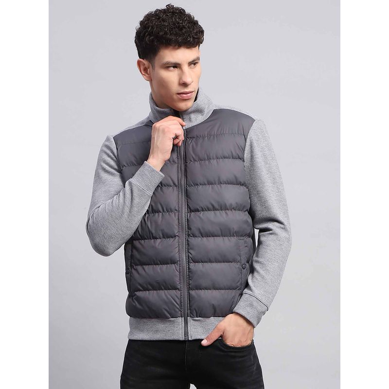 Rock.it Mens Solid Grey High Neck Full Sleeve Jacket (3XL)