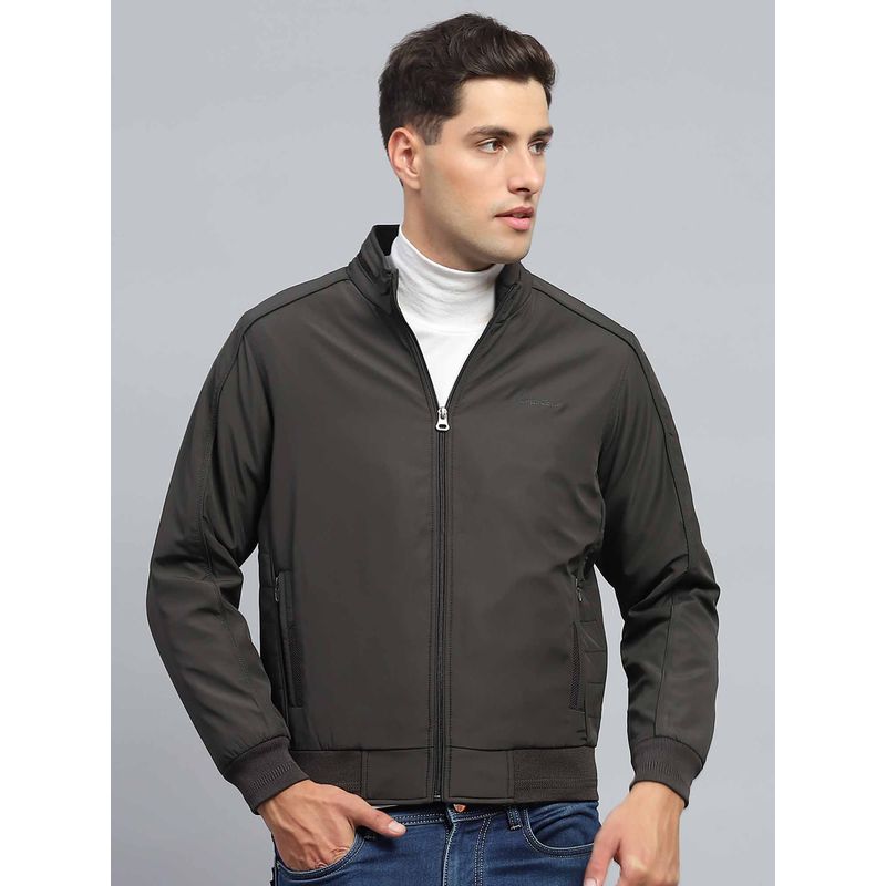 Monte Carlo Mens Solid Black Mock Neck Full Sleeve Jacket (3XL)