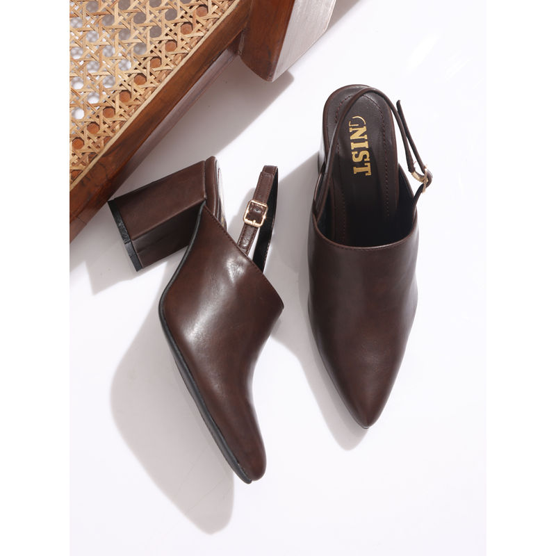 GNIST Women Regular Brown Block Heeled Mules (EURO 42)