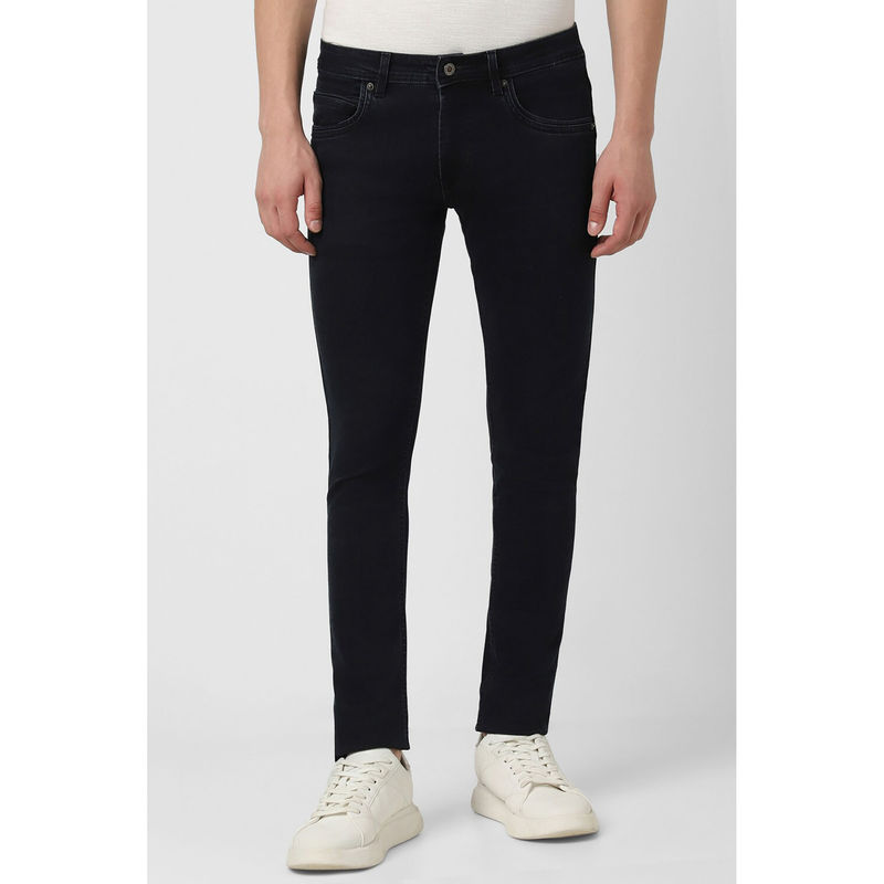 Peter England Men Black Dark Wash Low Skinny Fit Jeans (34)
