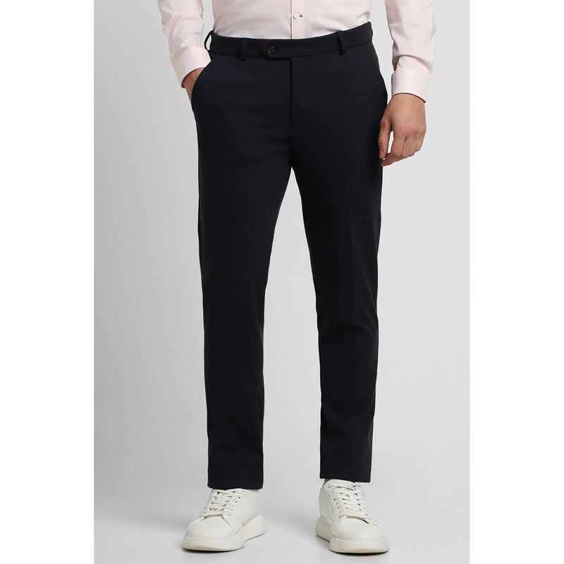 Peter England Men Black Solid Super Slim Fit Formal Trousers (30)