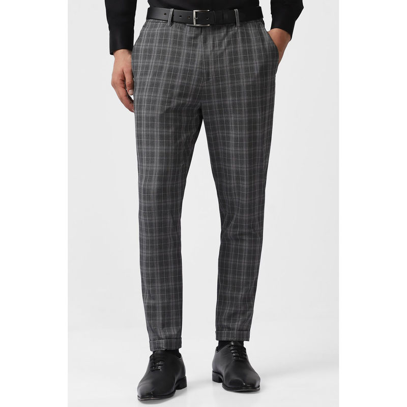 Van Heusen Men Grey Check Carrot Fit Trousers (32)