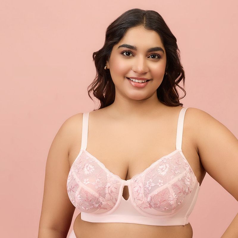 Nykd by Nykaa Embroidered Floral Lace Wired Bra - NYB292 - Pink (40E)