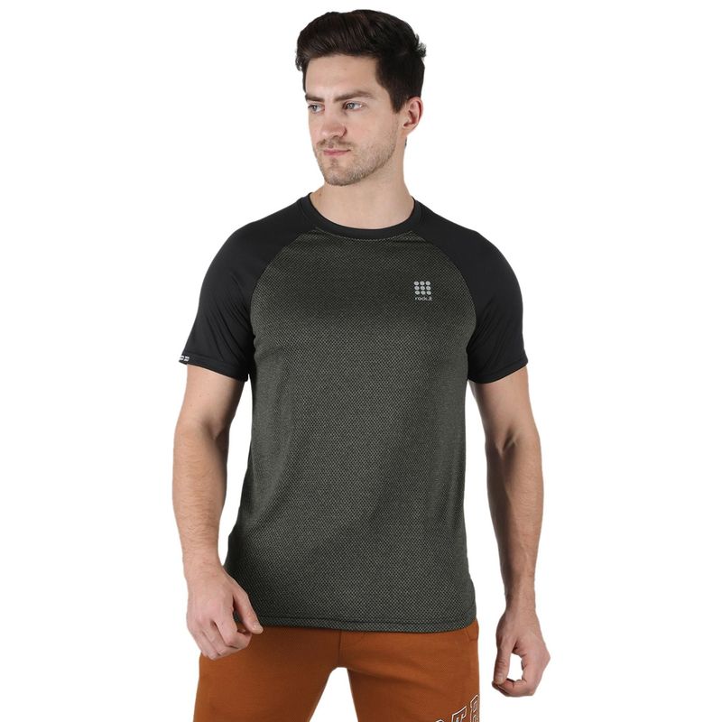 Rock.it Men Olive and Black Crew Neck Smart Fit Half Sleeve T-Shirt (42)