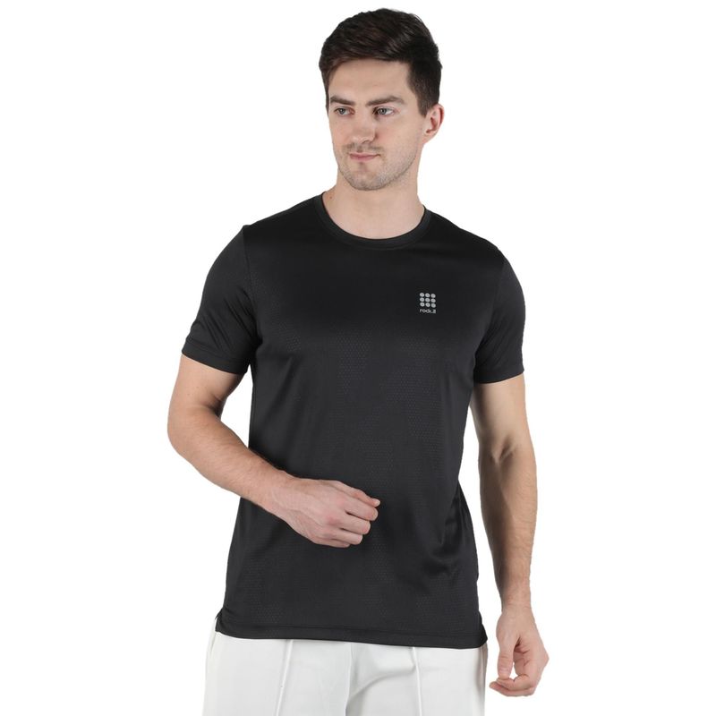 Rock.it Men Black Crew Neck Regular Fit Half Sleeve T-Shirt (38)