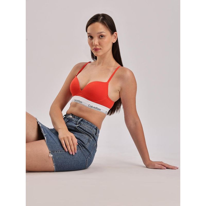Calvin Klein Red Half Coverage Lightly Padded Non-Wired T-Shirt Bra (34D)