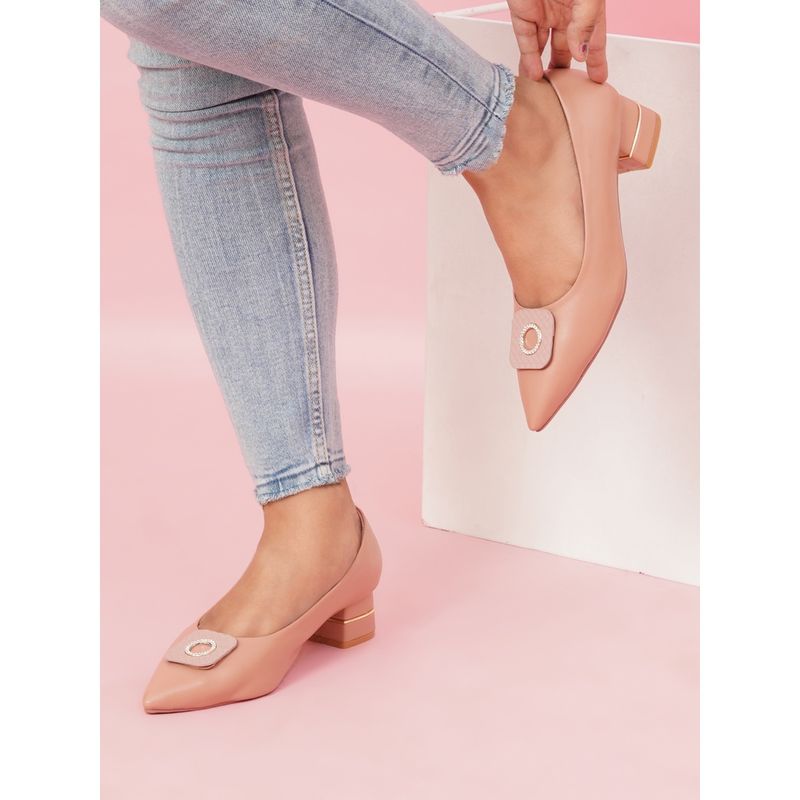 Sherrif Shoes Nude Pink Casual Closed Back Pointed Toe Pumps (EURO 35)