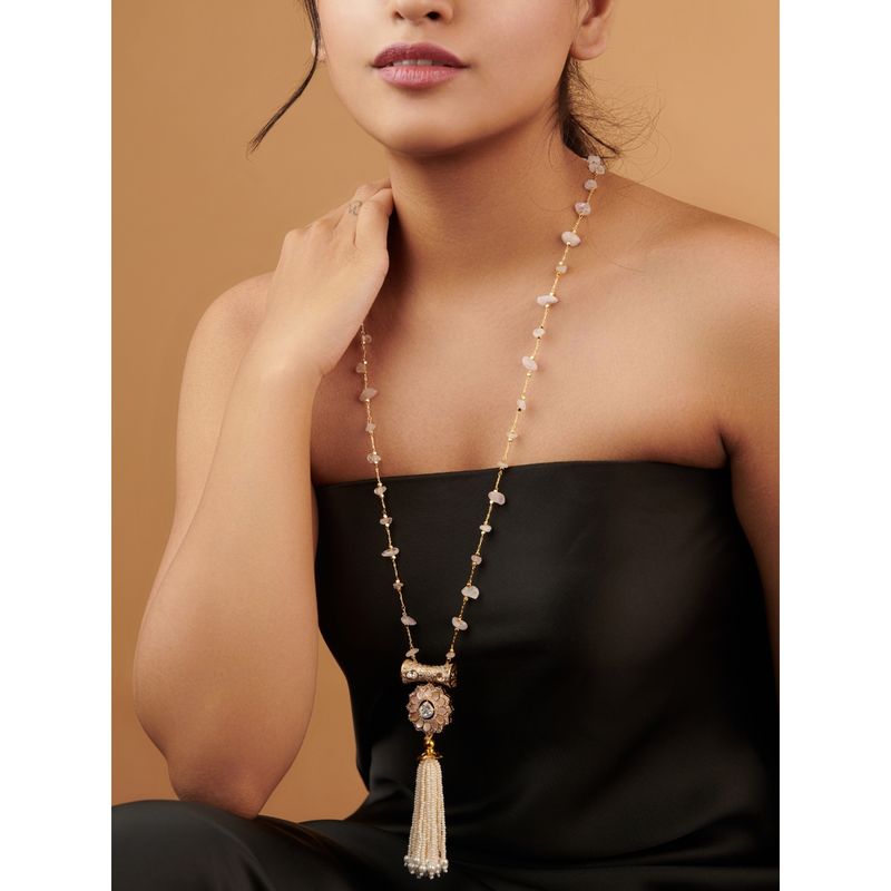 Black & White Pearl Tassel Necklace – EOS Designs Studio
