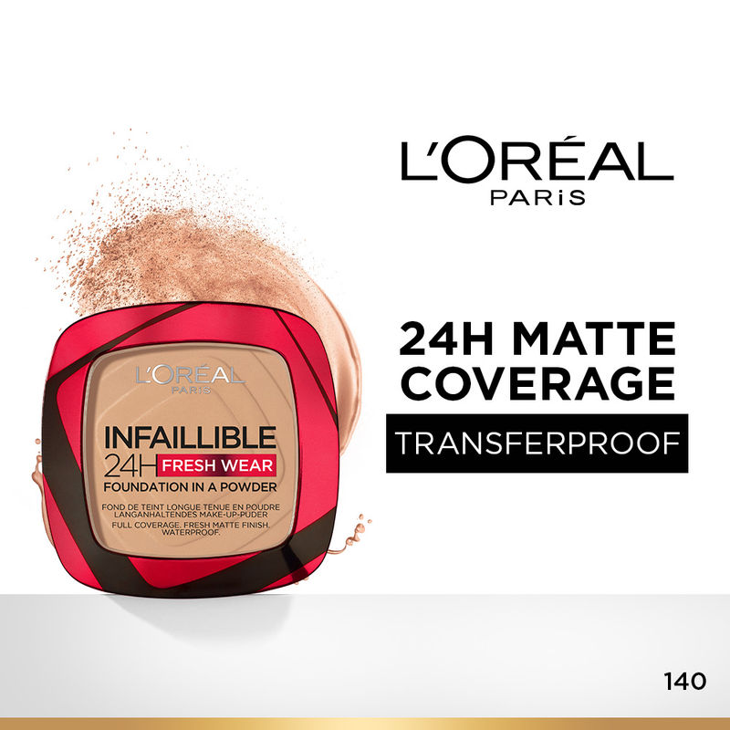 L'Oreal Paris Infallible 24H Fresh Wear Waterproof Powder Foundation - 140