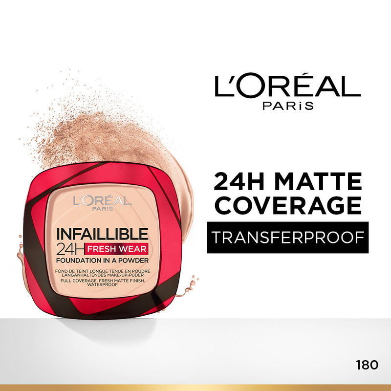 L'Oreal Paris Infallible 24H Fresh Wear Waterproof Powder Foundation - 180
