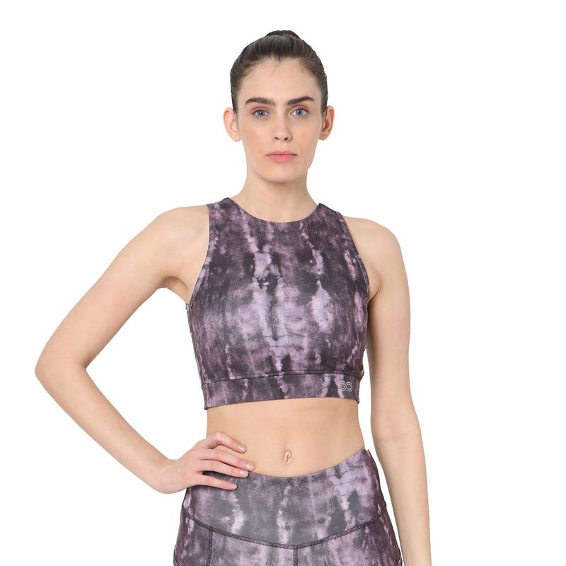 Silvertraq Padded Cross Back Tie Dye Crop Top - Purple (S)