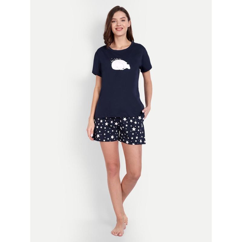 Bedtime Story Navy Blue Let Me Sleep T-Shirt Shorts (S)