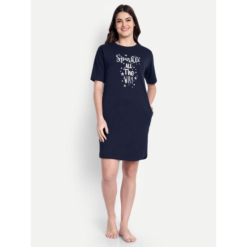 Bedtime Story Navy Blue Sparkle All The Way Night Dress (S)