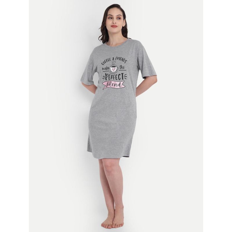 Bedtime Story Grey Coffee Night Dress (S)