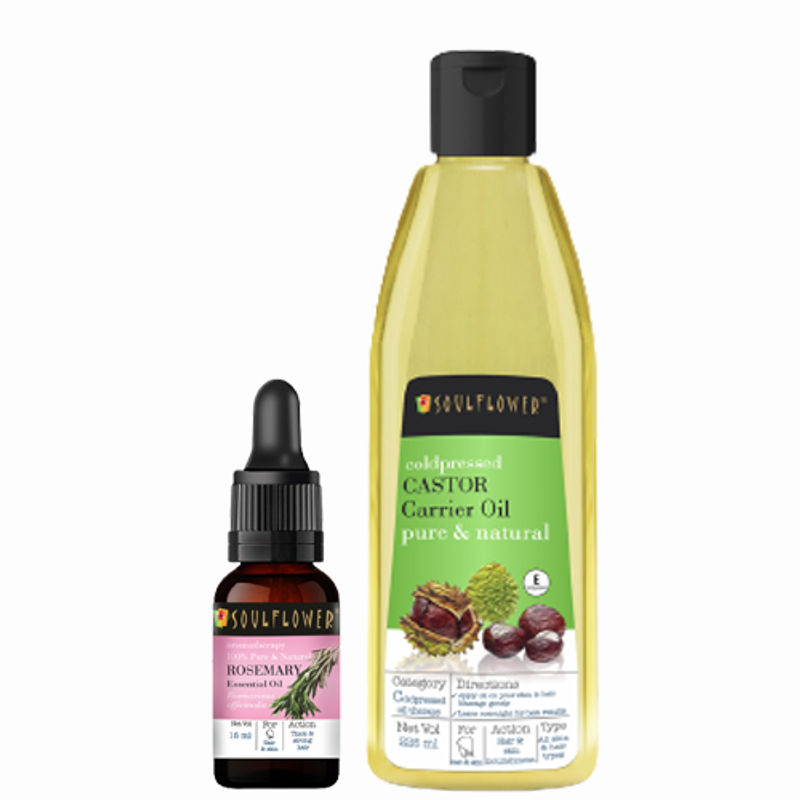 Soulflower Castor Carrier Oil & Rosemary Essential Oil Combo Buy